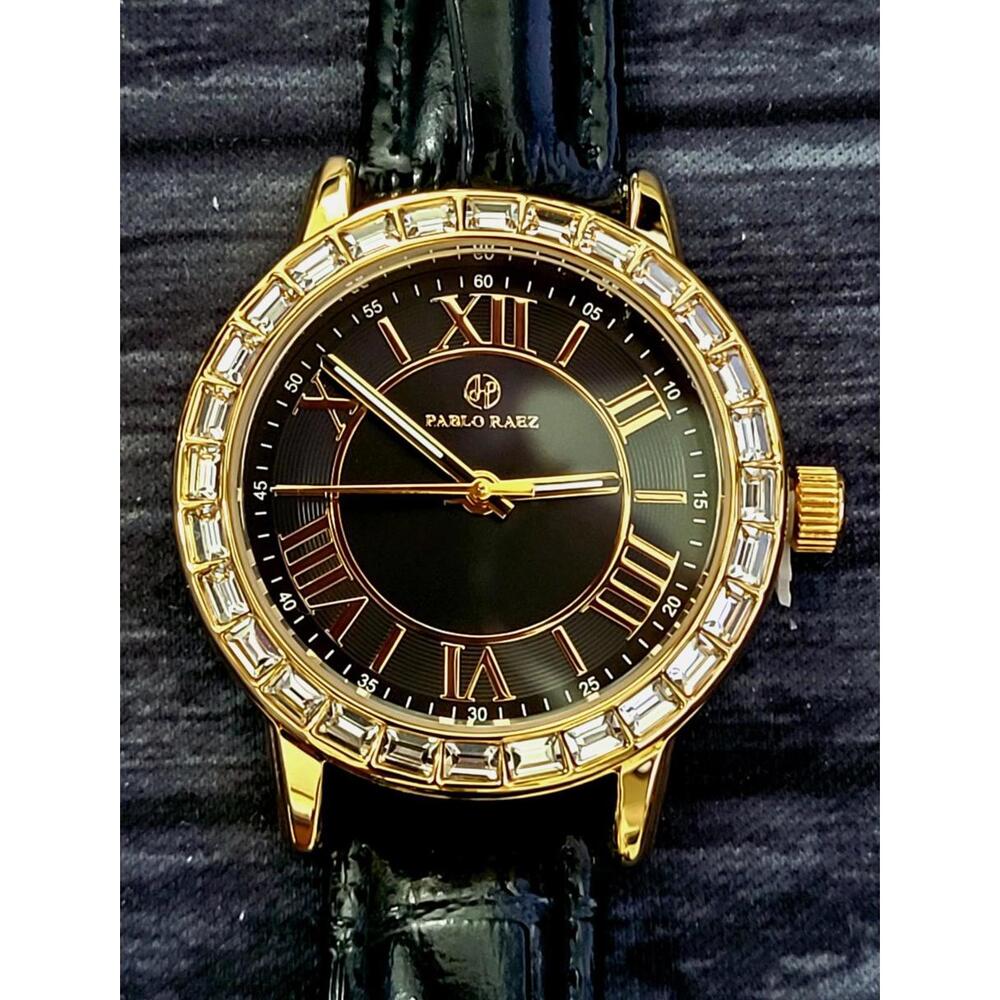 Rare Pablo Raez‎ 35mm Manhattan Gem Studded Black Roman Watch